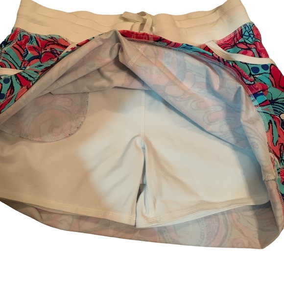 T by Talbots Blue/Pink Abstract Paisley Swirl Print Knit Shorts Skort Sz Medium - Picture 2 of 3